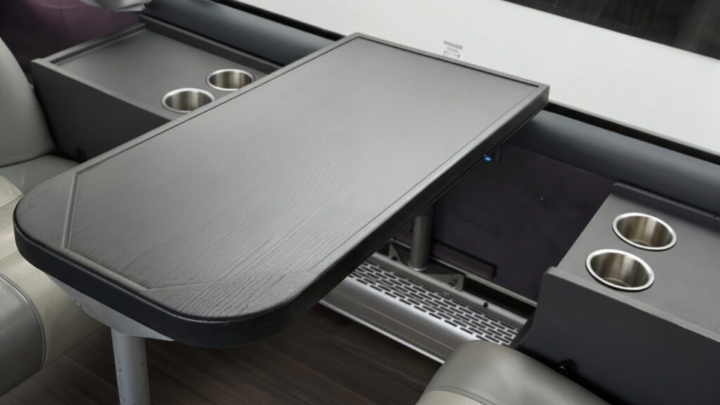 Commercial vehicle interior wrapping for tables, furniture and interior surfaces