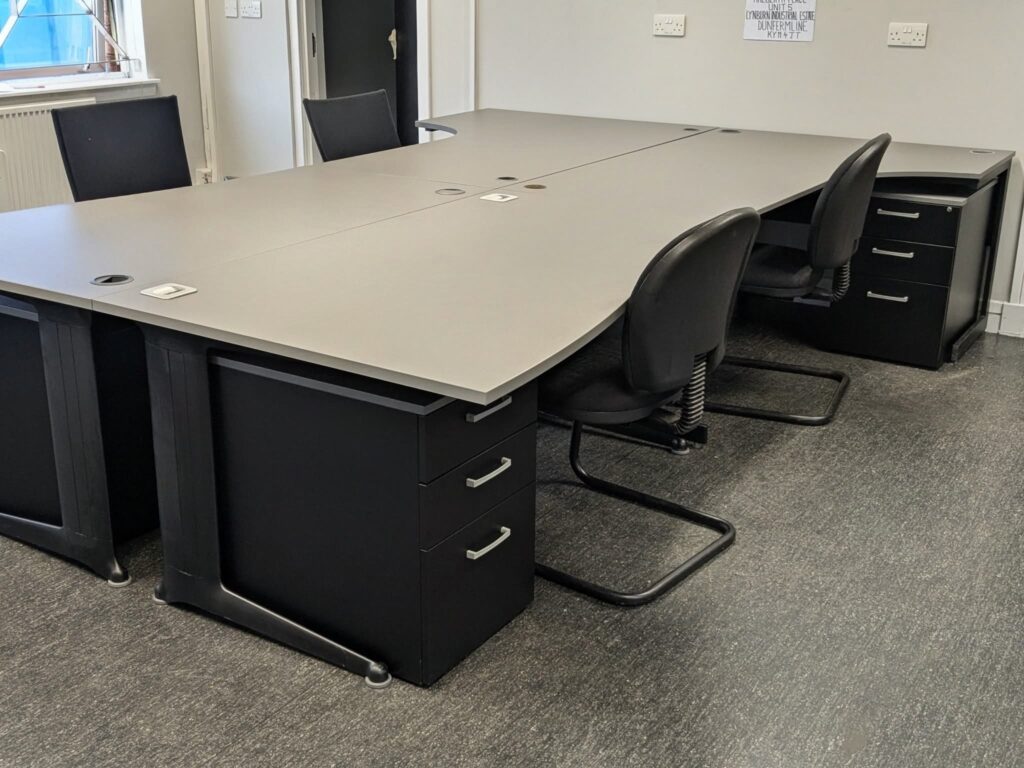 Commercial office furniture wrapping for desks, workstations and meeting tables
